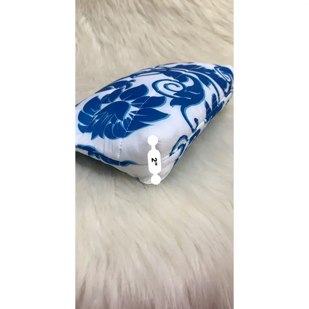 ESTEE LAUDER Puffy Blue & White Floral Cosmetics Bag Makeup Case